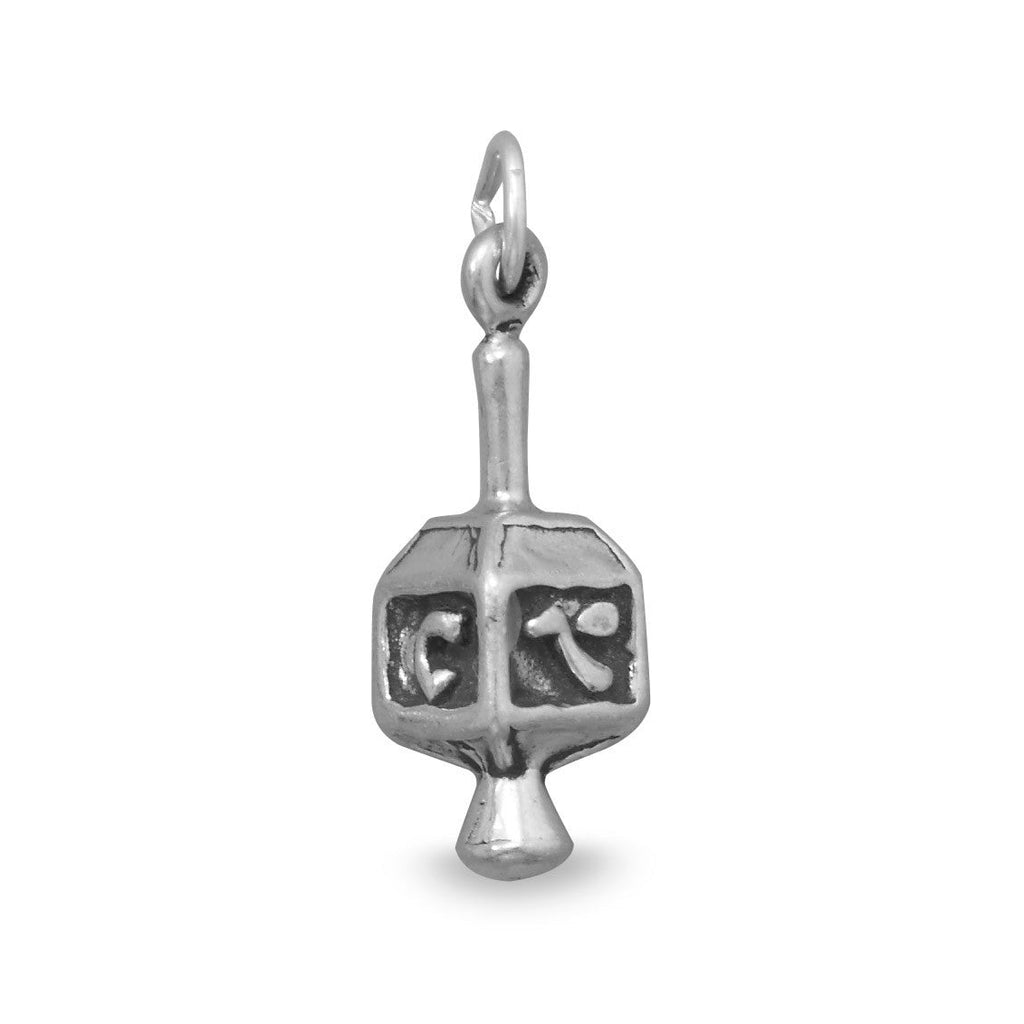 Oxidized 3D Dreidel Charm