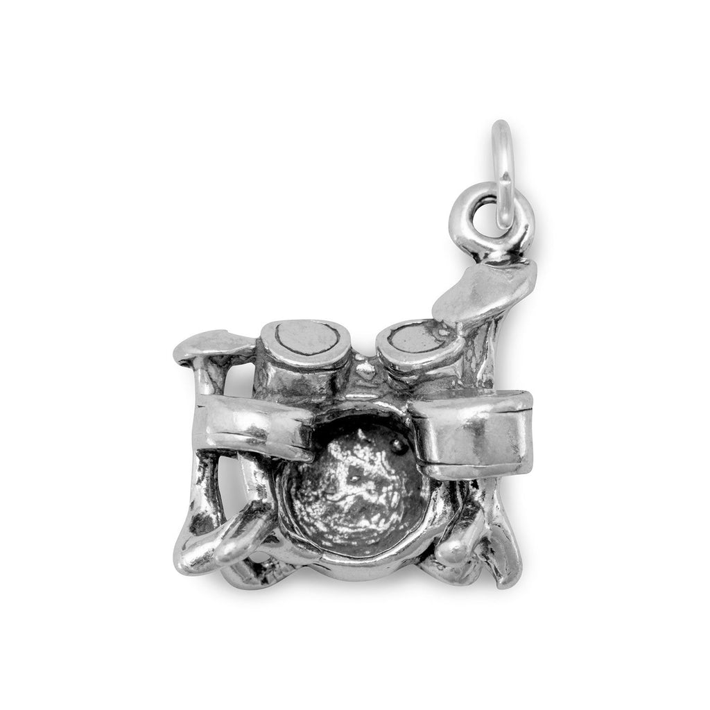 Oxidized 3D Drum Set Charm