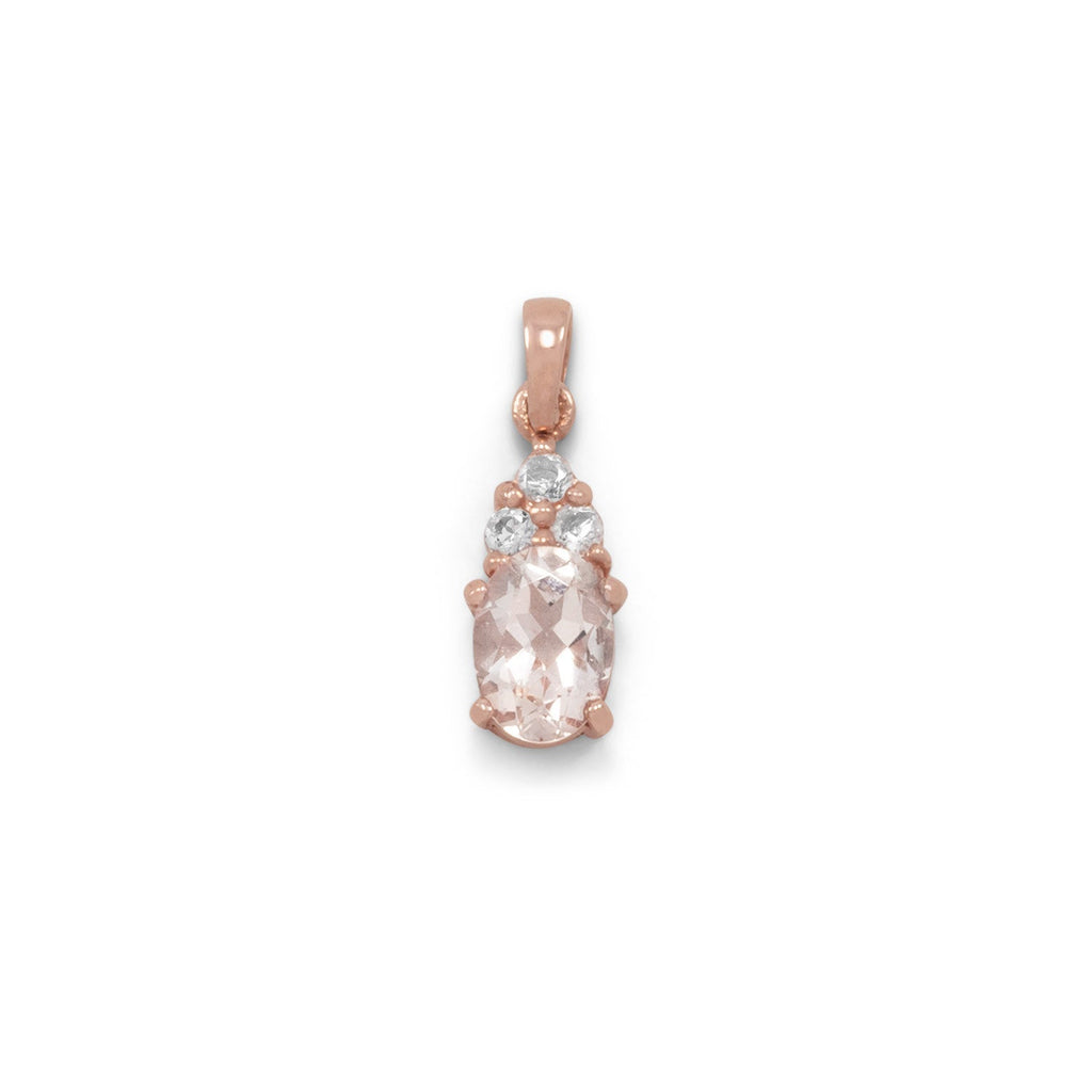 14 Karat Rose Gold Plated Morganite and White Topaz Pendant