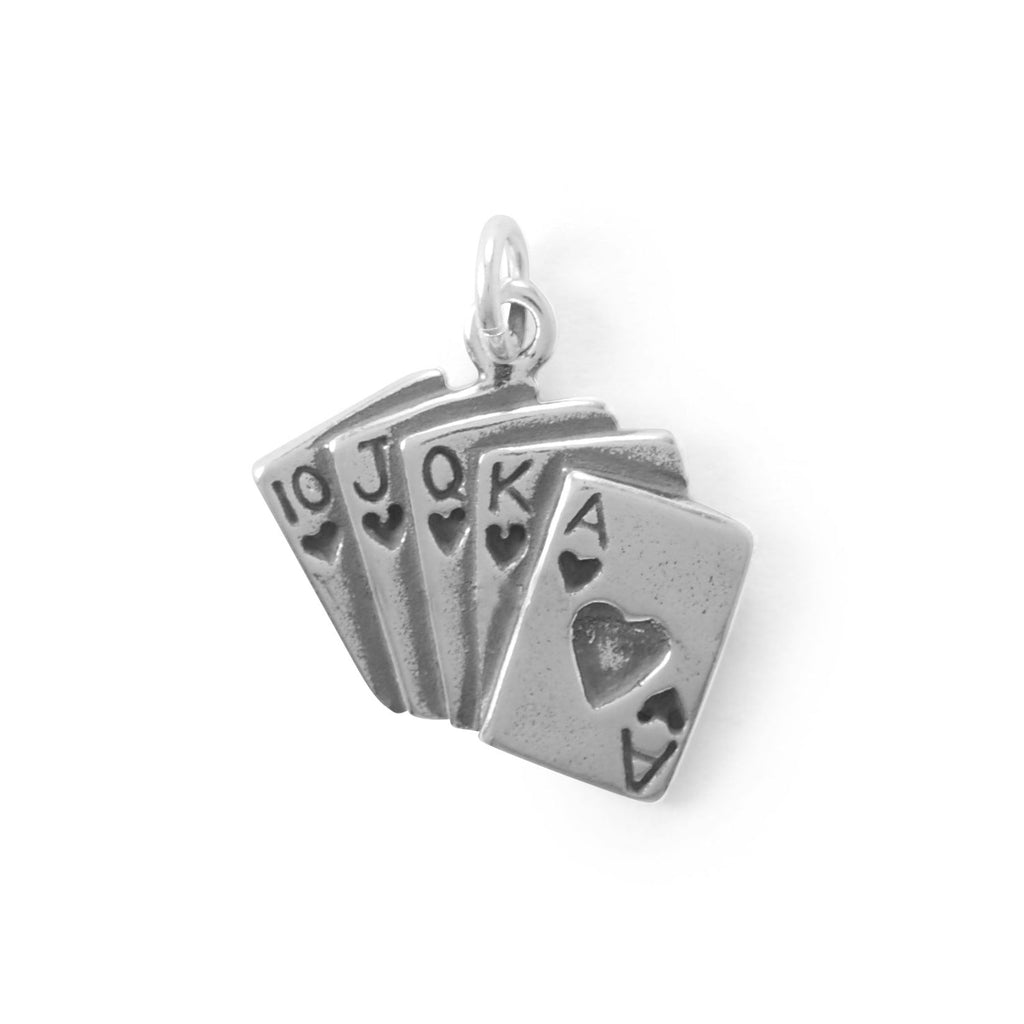 Winner Takes All! Oxidized 3D Royal Flush Cards Charm