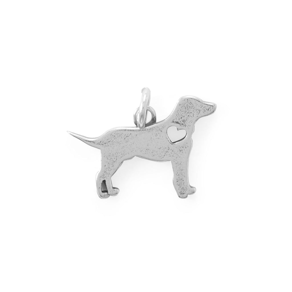 Puppy Love! Oxidized Cutout Heart Dog Charm