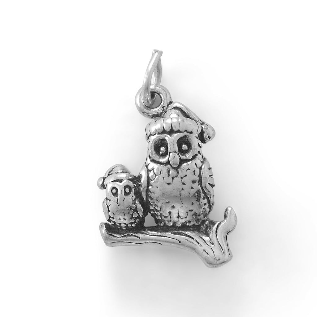 OWL-dorable! Oxidized 3D Santa Owls Charm