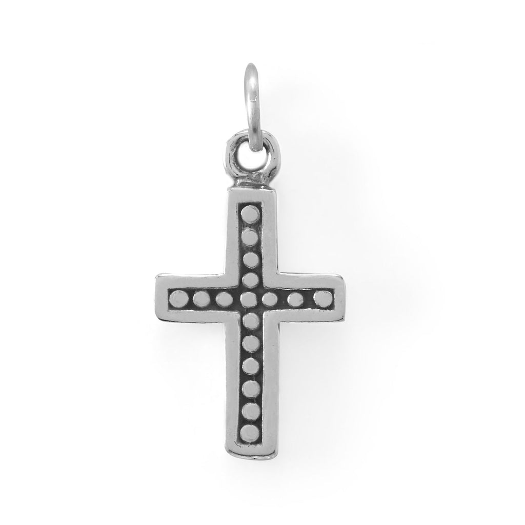 Oxidized Dot Detail Cross Charm