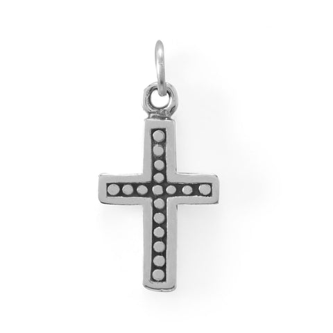 Oxidized Dot Detail Cross Charm