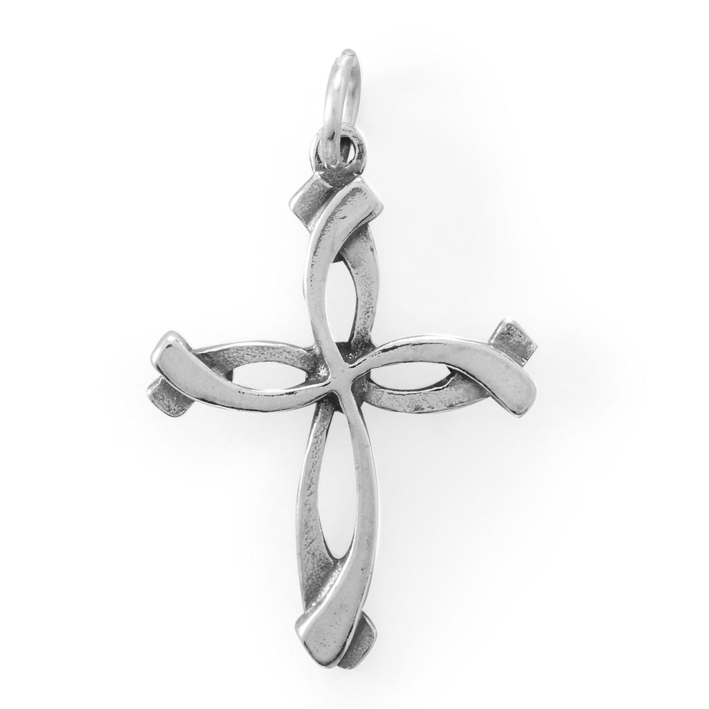 Oxidized Overlapping Cross Charm