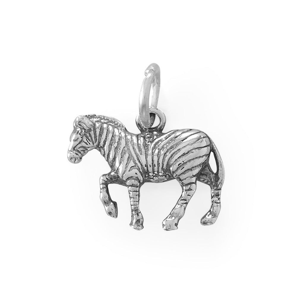 Oxidized 3D Prancing Zebra Charm