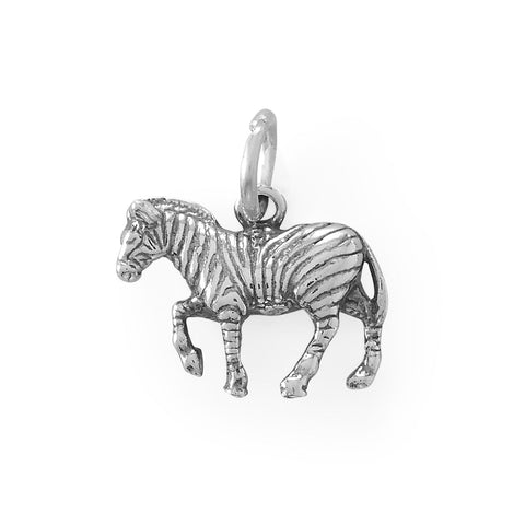 Oxidized 3D Prancing Zebra Charm