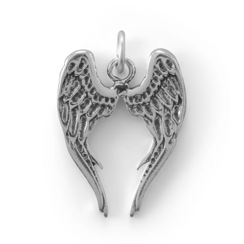 Oxidized 3D Pretty Angel Wings Charm