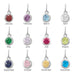 Rhodium Plated Round CZ Birthstones Charm (January-December)