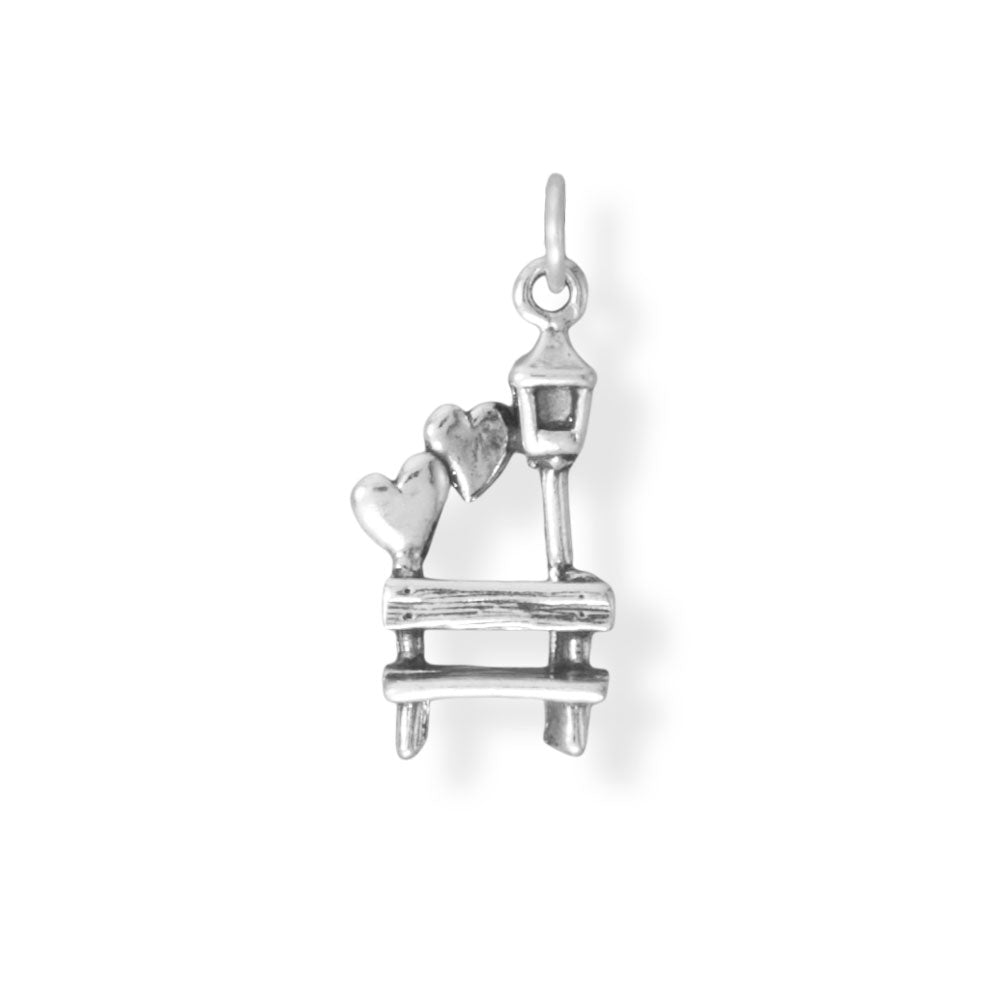 Oxidized 3D Sweetheart Park Bench Charm