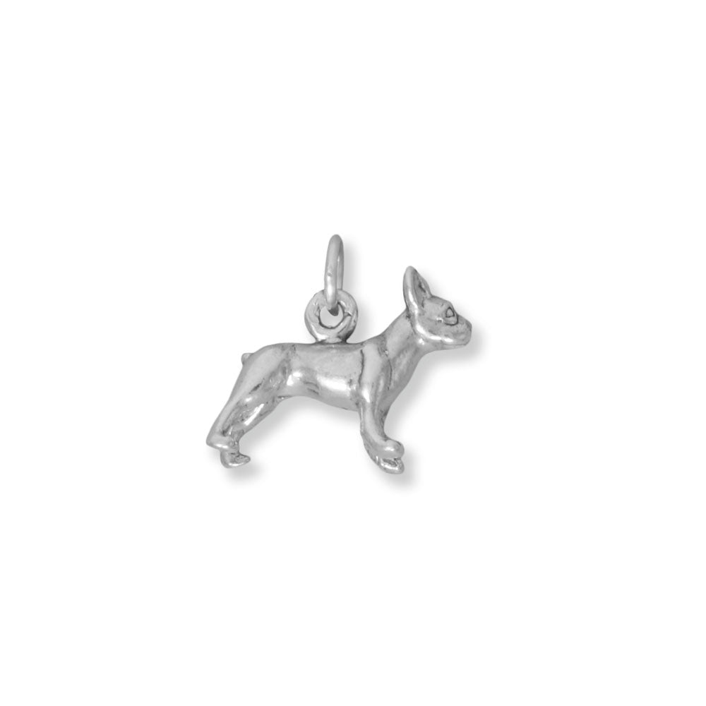 Oxidized 3D Boston Terrier Dog Charm