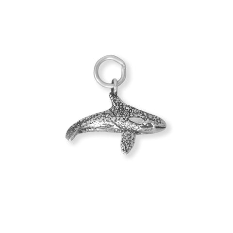 Oxidized 3D Orca Whale Charm