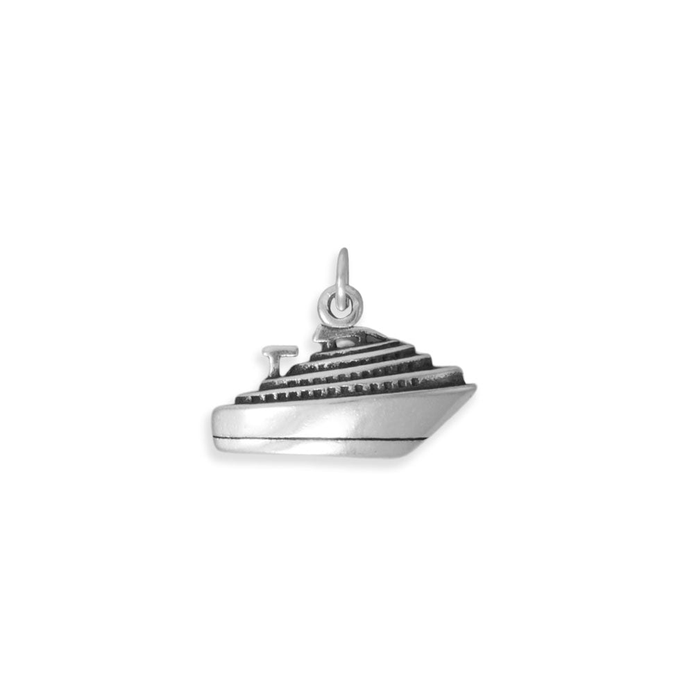 Oxidized 3D Triple Deck Cruise Ship Charm