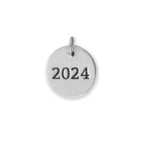 Oxidized "2024" Round Charm