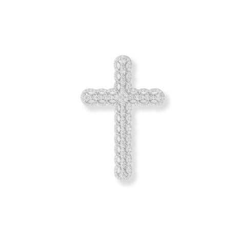 Rhodium Plated Ornate CZ Cross Slide