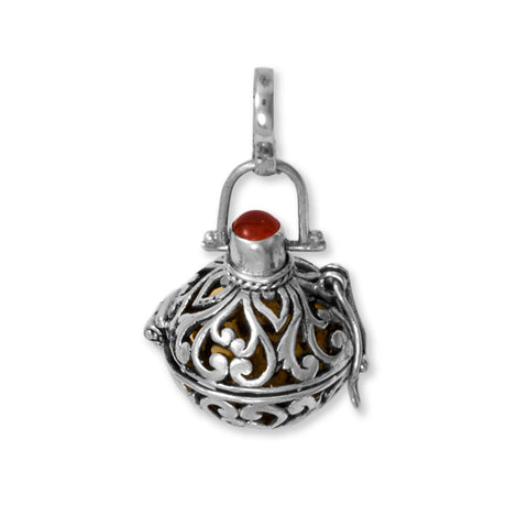 Oxidized Carnelian Harmony Ball Bali Pendant