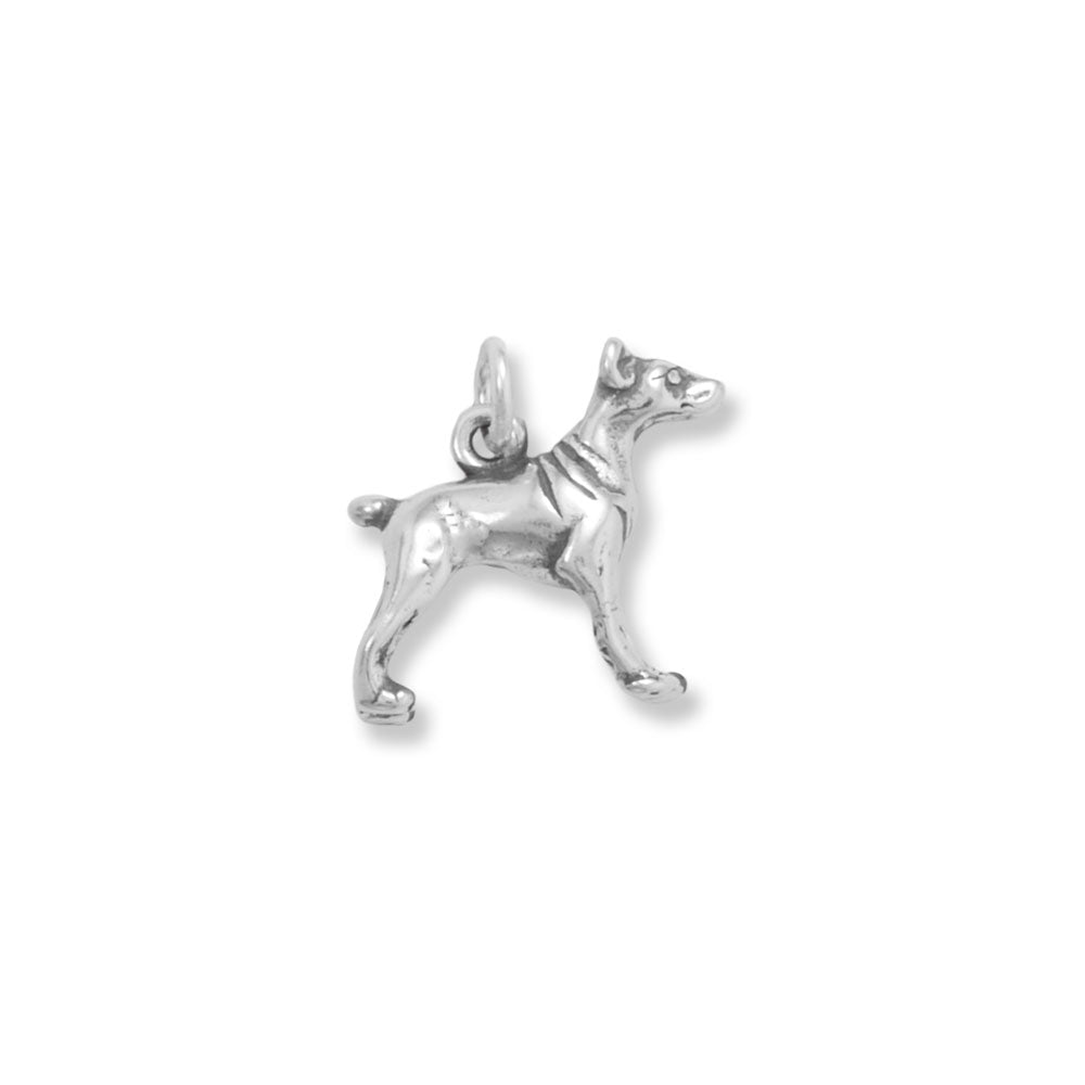 Darn Good Dog! Oxidized 3D Doberman Pinscher Charm