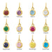 14 Karat Gold Plated Round CZ Birthstone Charms (January-December)