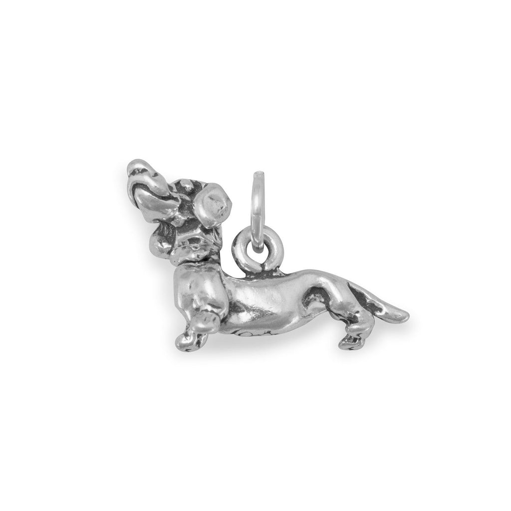 Oxidized 3D Dachshund with Movable Head Charm