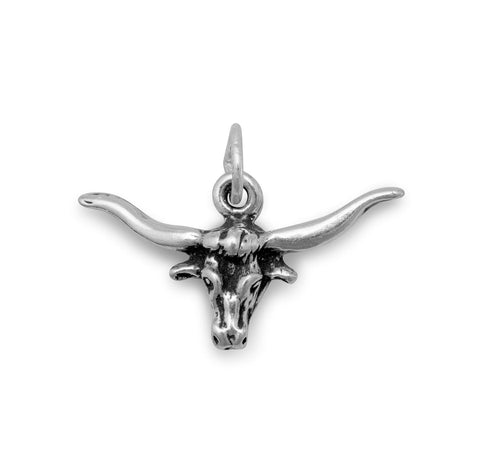 Oxidized Western Steer Charm