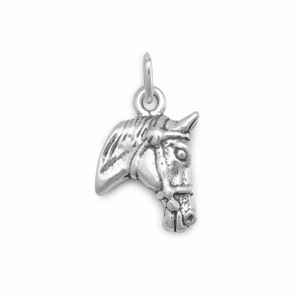 Oxidized 3D Horse Profile Charm