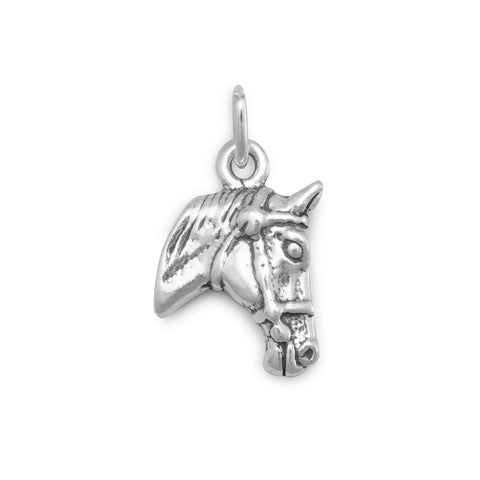 Oxidized 3D Horse Profile Charm