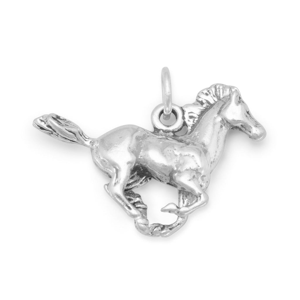 Oxidized 3D Galloping Horse Charm