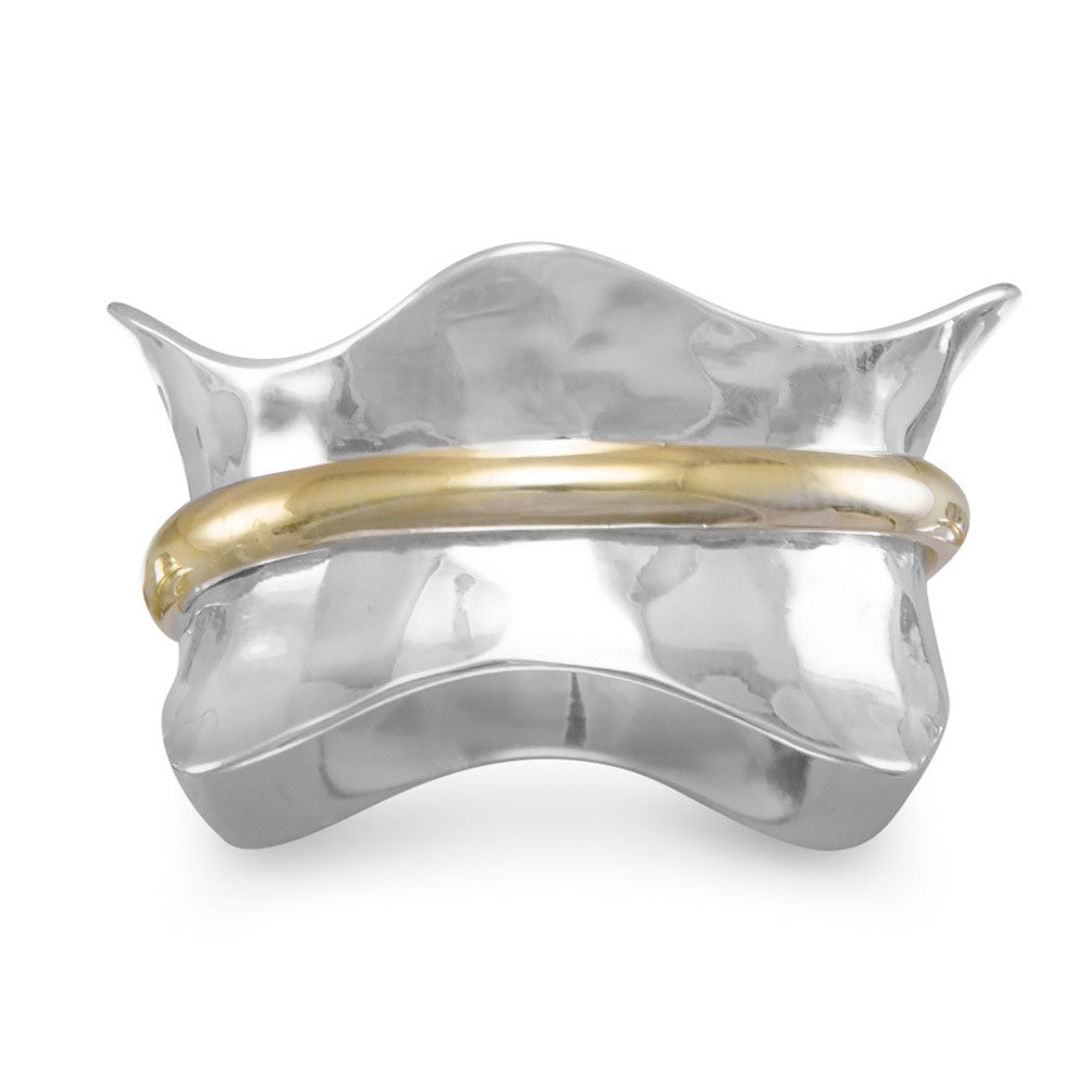 Two Tone Wave Spinner Ring