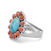 Reconstituted Turquoise and Coral Sunburst Ring - Matador Diamond