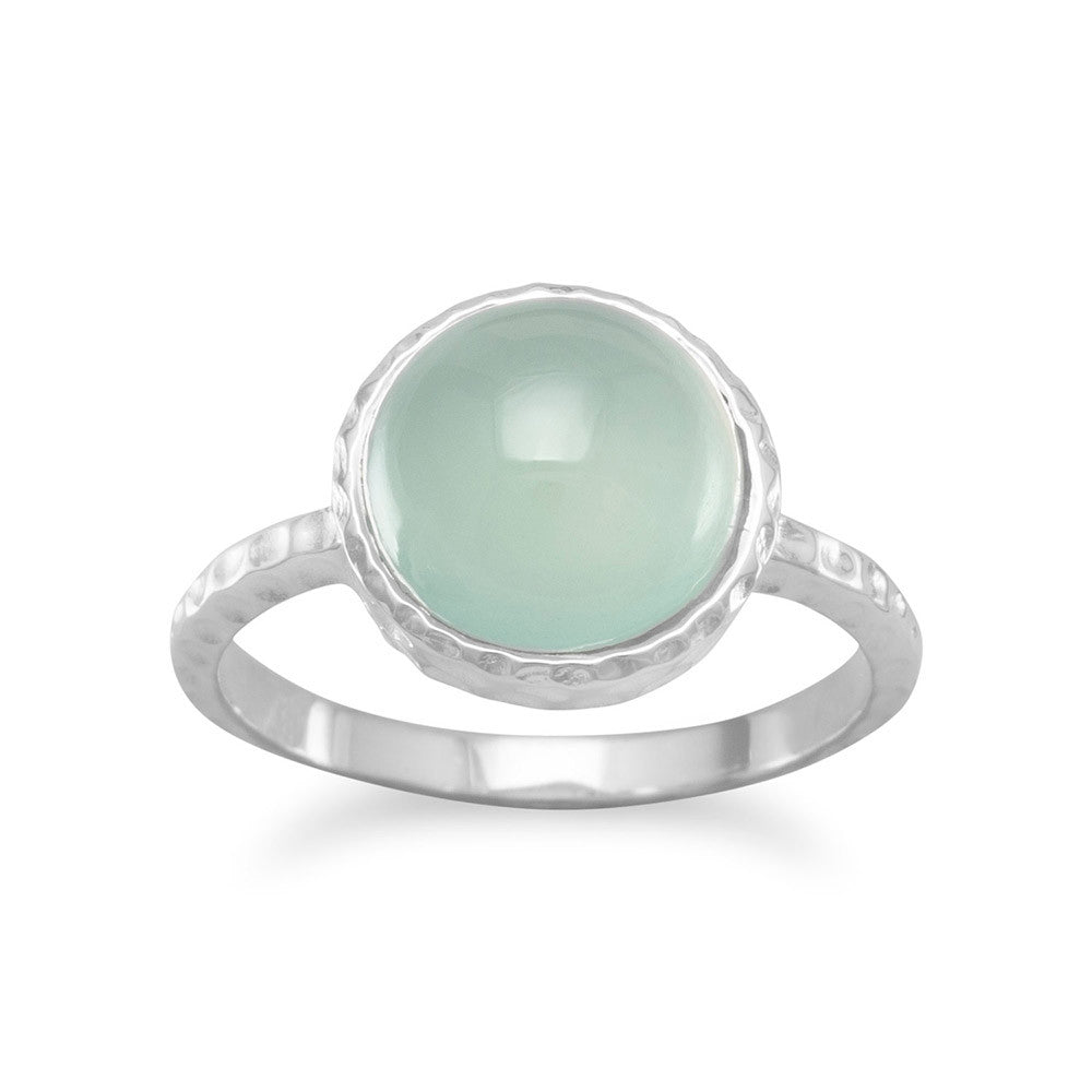 Cabochon Sea Green Chalcedony Ring