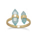 14 Karat Gold Plated Spike Pencil Cut Aqua Chalcedony Split Ring