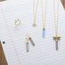 14 Karat Gold Plated Pencil Cut Gray Moonstone Drop Necklace