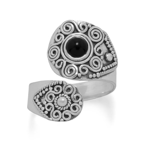 Oxidized Black Onyx Wrap Ring