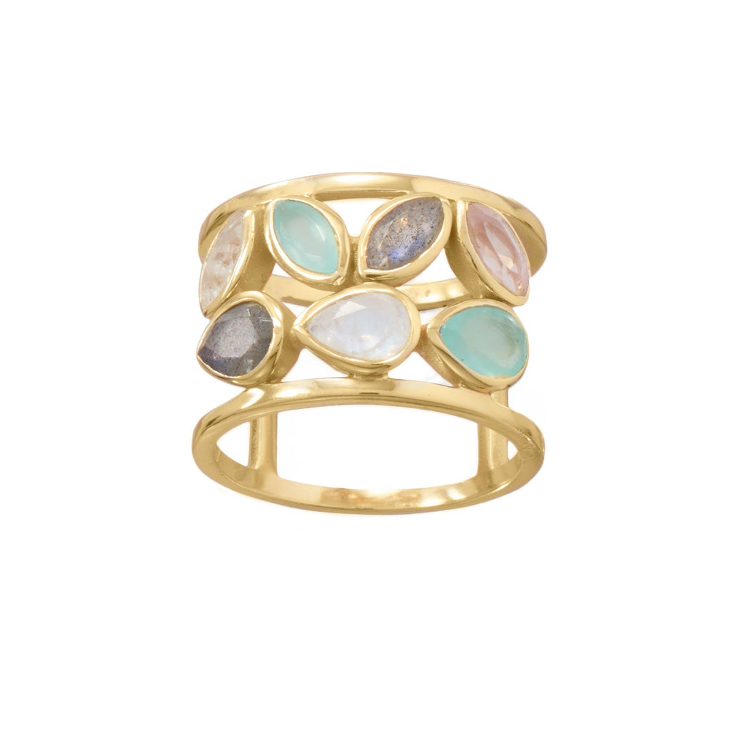 14 Karat Gold Plated Multi Stone Ring