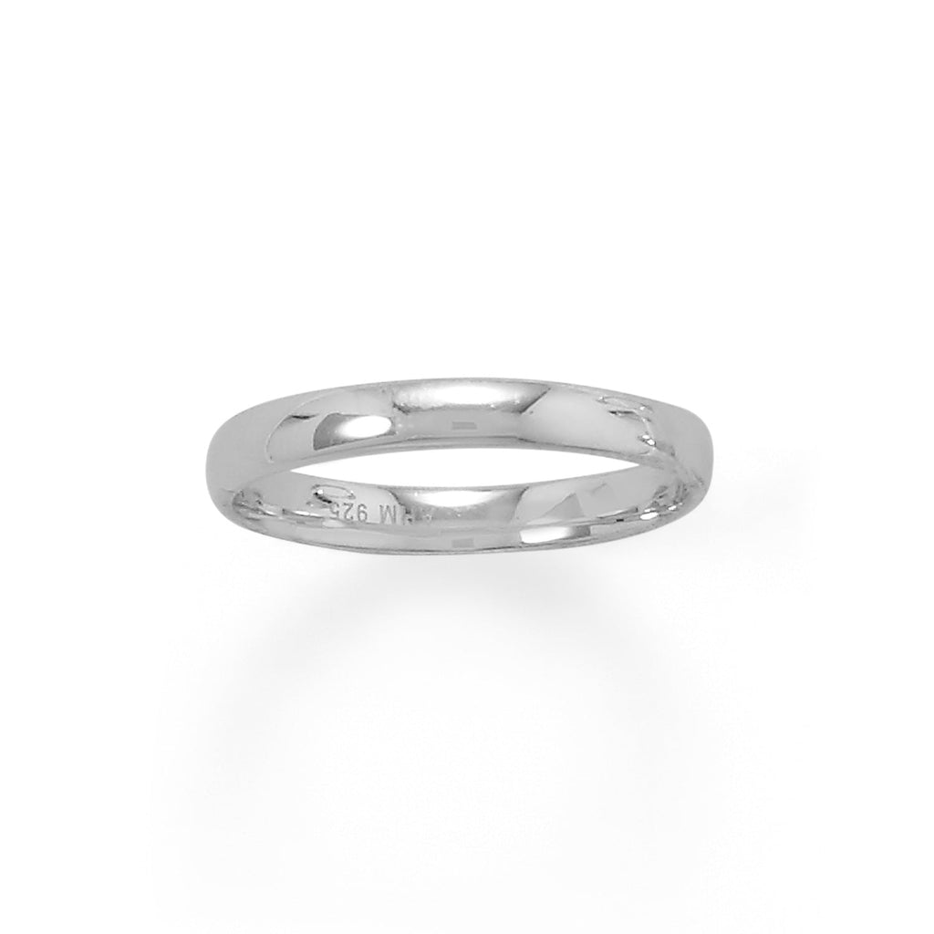 Rhodium Plated 3mm Band