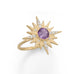 14 Karat Gold Plated CZ Sunburst with Amethyst Ring - Matador Diamond