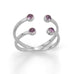 Rhodium Plated Amethyst Split Design Ring