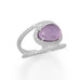 Rhodium Plated Amethyst and CZ Split Band Ring - Matador Diamond