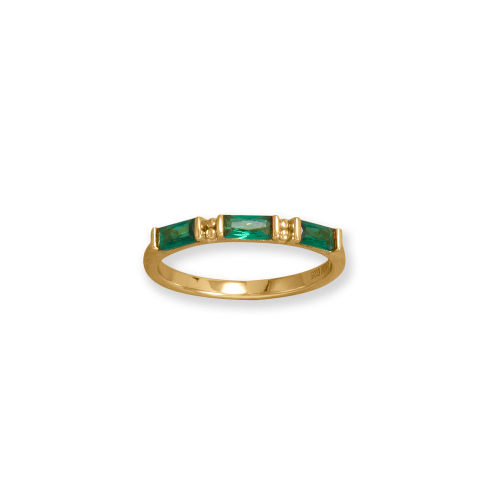 Bodacious Baguettes! 14 Karat Gold Plated Green Baguette CZ Ring