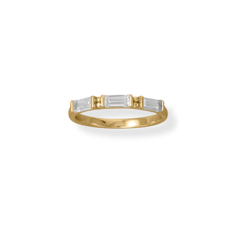 Bodacious Baguettes! 14 Karat Gold Plated White Baguette CZ Ring