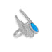 Rhodium Plated CZ and Blue Synthetic Opal Angel Wings Ring - Matador Diamond