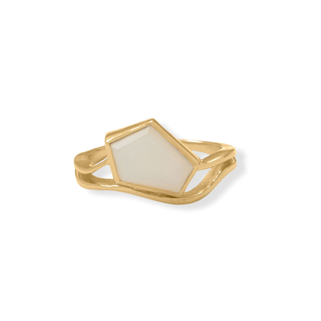 14 Karat Gold Plated Pentagon Moonstone Ring