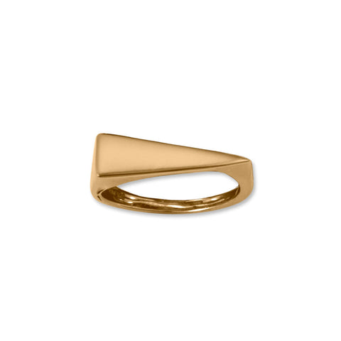 14 Karat Gold Plated Flat Top Triangle Slice Ring