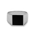 Rhodium Plated Black Onyx Square Signet Ring