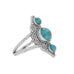 Oxidized Triple Turquoise and Scroll Design Ring