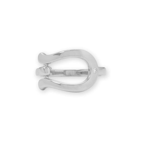 Rhodium Plated CZ Horseshoe Ring