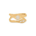 14 Karat Gold Plated Textured Rainbow Moonstone and CZ Ring