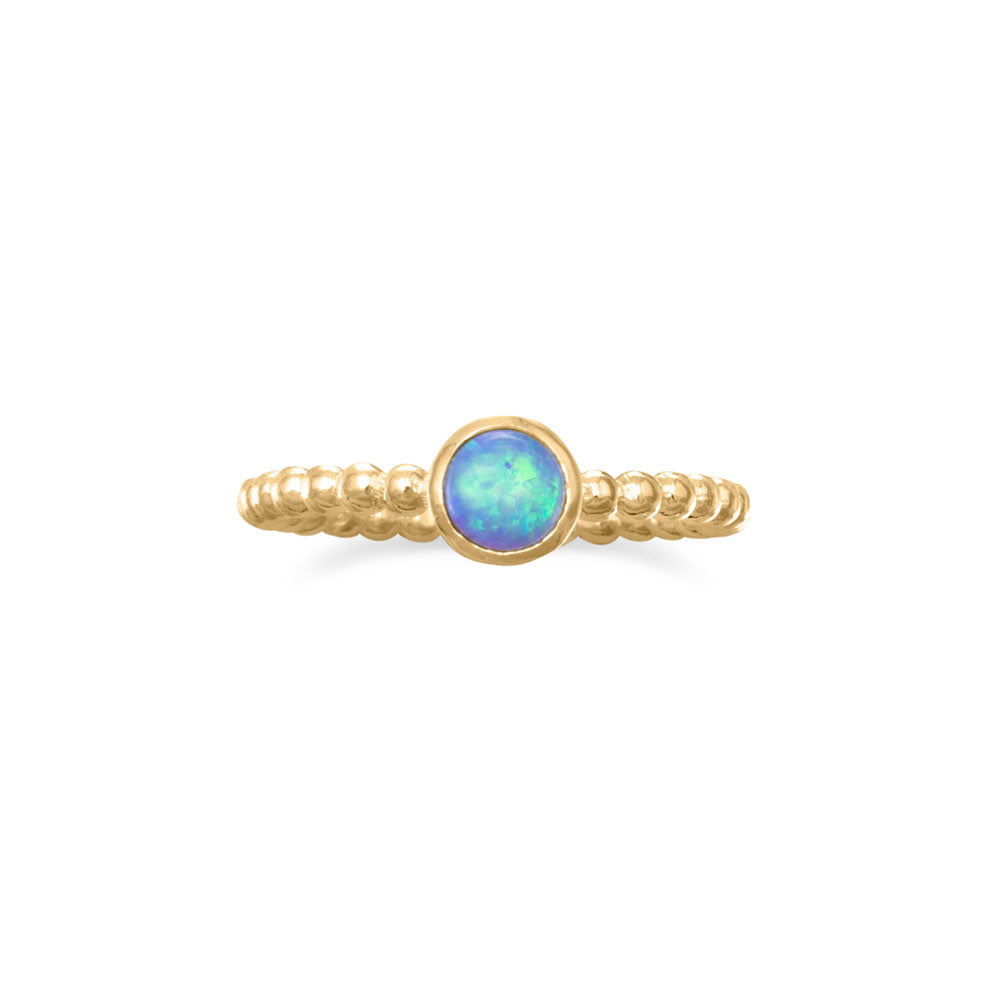 14 Karat Gold Plated Synthetic Blue Opal Ring