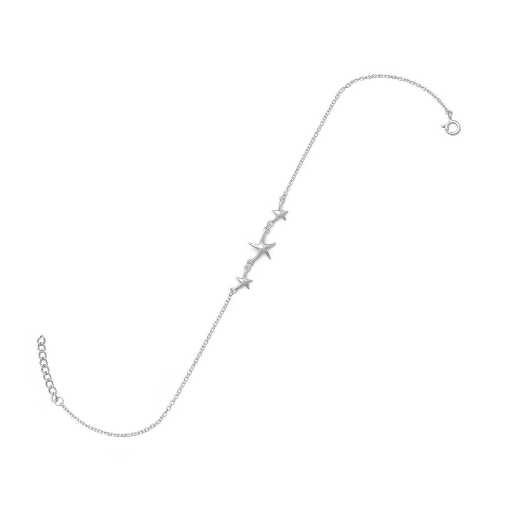 9" + 1" Rhodium Plated Starfish Anklet