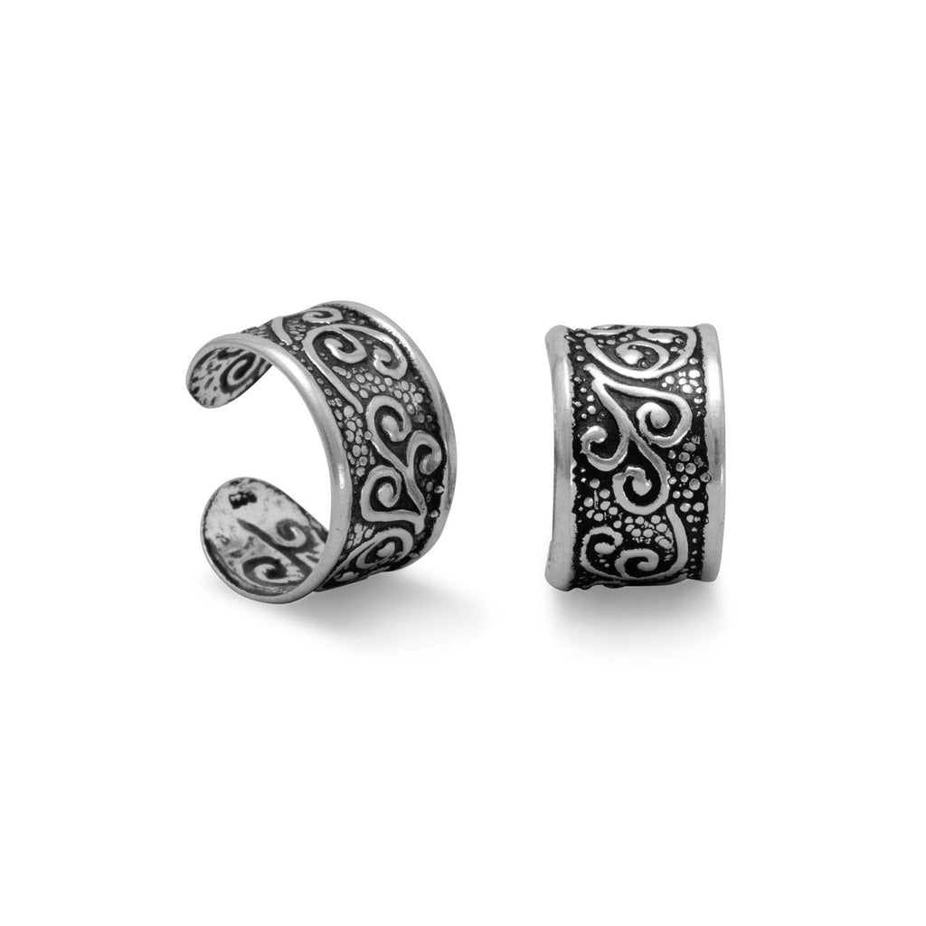 Oxidized Floral Design Ear Cuffs